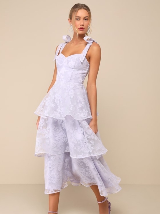 Lulus Dresses & Skirts - Lulus Glamorous Sweetie Lavender Burnout Tie-strap Bustier Midi Dress Purple
